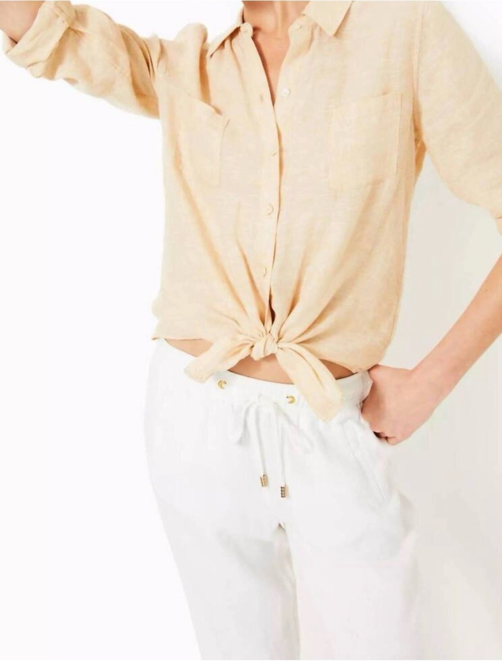 Lilly Pulitzer Sea View Button-Down Linen Top